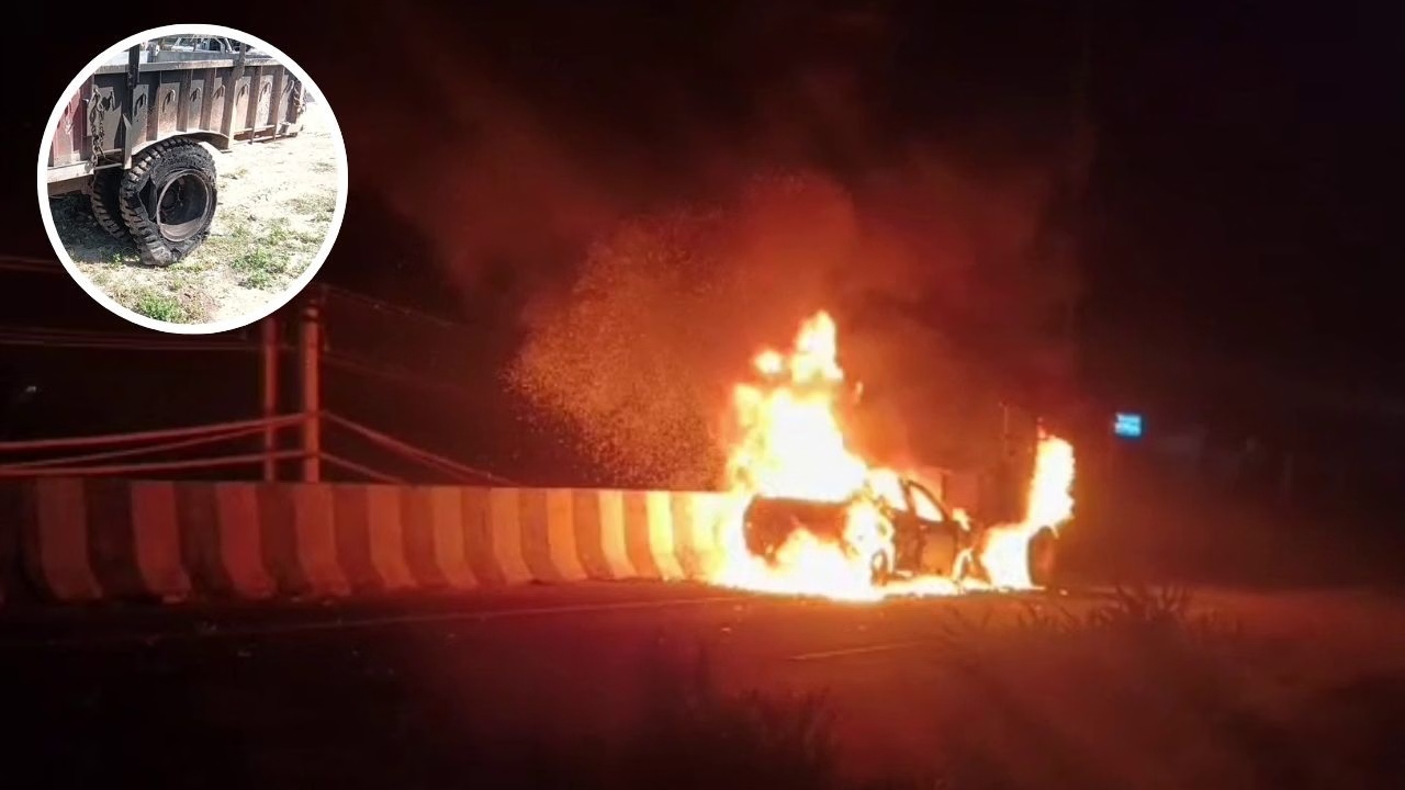 Fireball Crash: Car Turns into Flames After Collision with Tractor-Trolley!