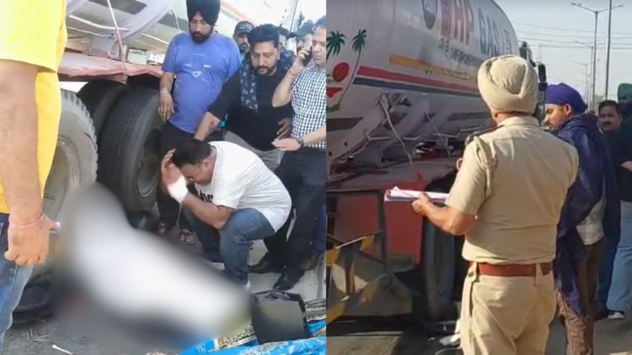 One person killed in collision between gas tanker and motorcycle in Jalandhar